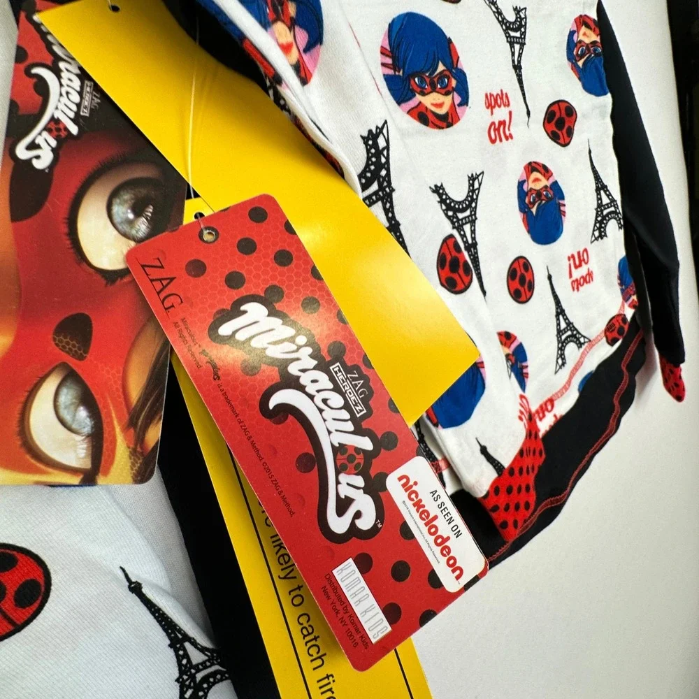 Miraculous Ladybug‎ 4PC Pajama Set Girls Size 8 Red Black Cotton